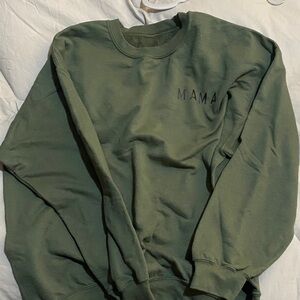 Green Crewneck Sweater MAMA